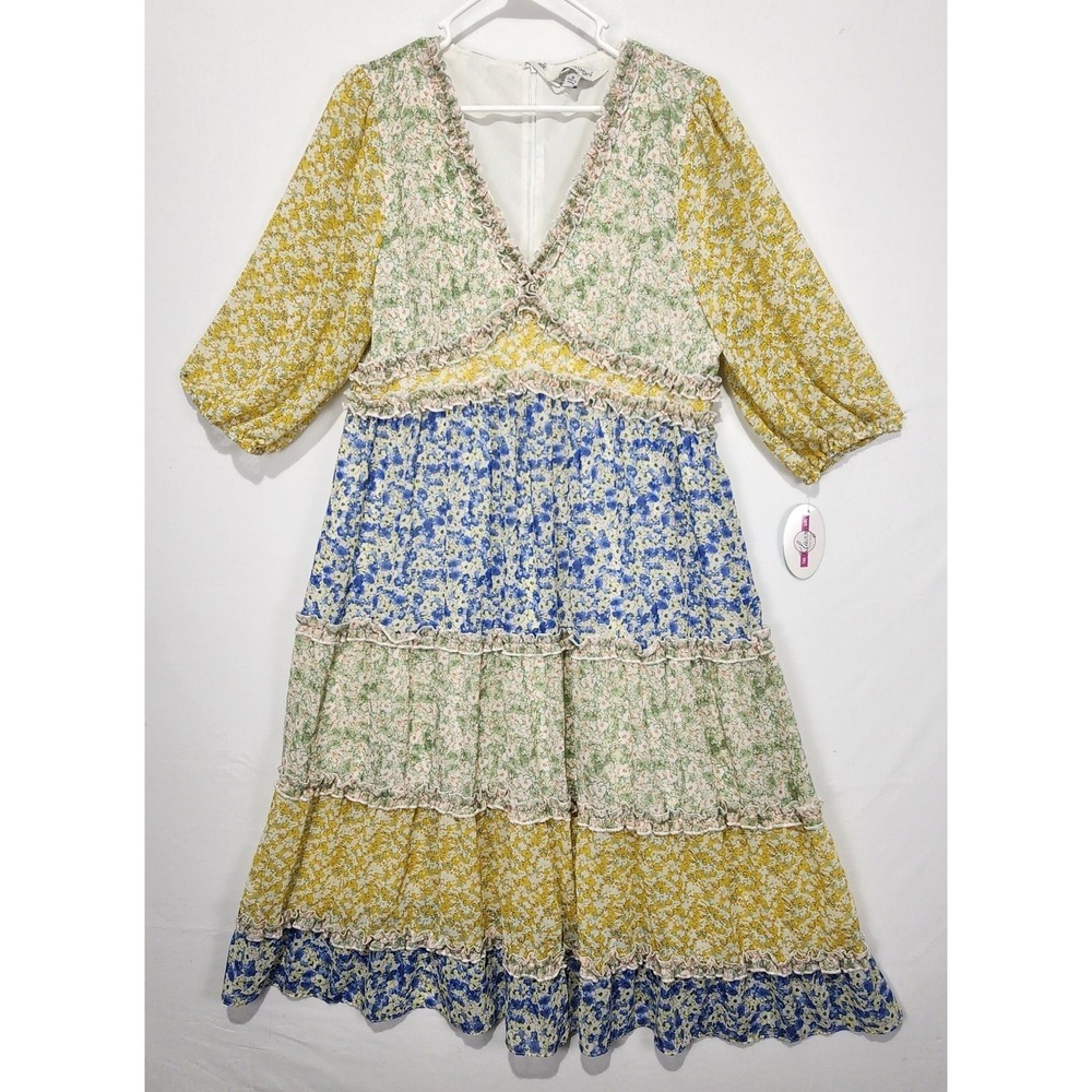 Davi & Dani Women's‎ Floral Multicolor Romantic Maxi Dress Size M